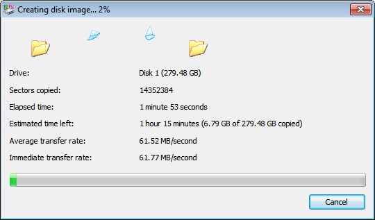 Monitoring disk copying progress